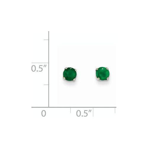 EARBBQGXBE125 14k White Gold 4mm Emerald Stud Earrings