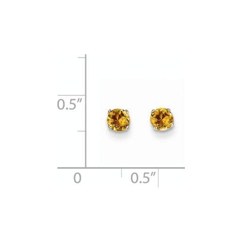 EARBBQGXBE131 14k White Gold 4mm Citrine Stud Earrings