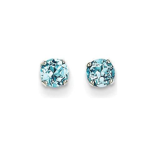 EARBBQGXBE132 14k White Gold 4mm Blue Topaz Stud Earrings