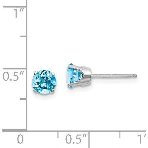 EARBBQGXBE143 14k White Gold 5mm Blue Topaz Stud Earrings