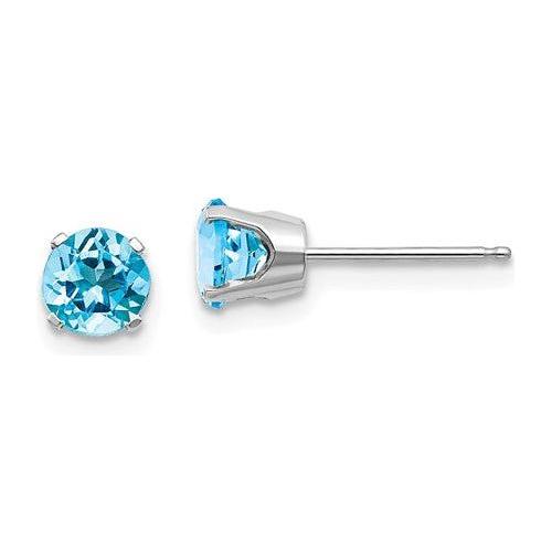 EARBBQGXBE143 14k White Gold 5mm Blue Topaz Stud Earrings