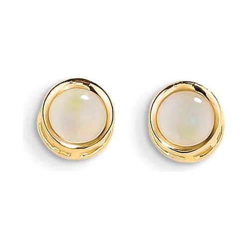 EARBBQGXBE153 14k 5mm Bezel Opal Stud Earrings