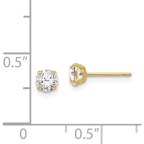 EARBBQGXD27CZ 14k 4mm Round CZ Post Earrings