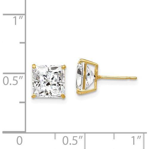 EARBBQGXD40CZ 14k 7mm Square CZ Post Earrings