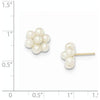 EARBBQGXF298E 14k Medium Egg White FW Cultured Pearl Flower Earrings