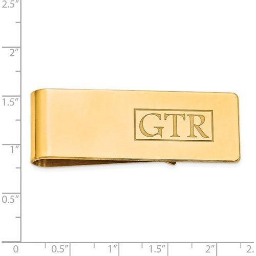 MCQGXNA605Y 14k Recessed Letters Polished Monogram Money Clip