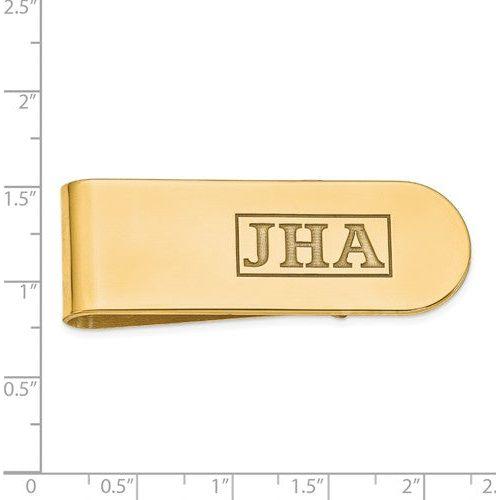 MCQGXNA606Y 14k Recessed Letters Polished Monogram Money Clip