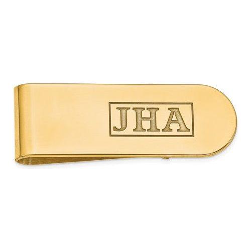 MCQGXNA606Y 14k Recessed Letters Polished Monogram Money Clip