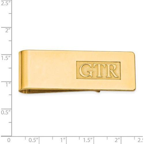 MCQGXNA607Y 14k Raised Letters Polished Monogram Money Clip