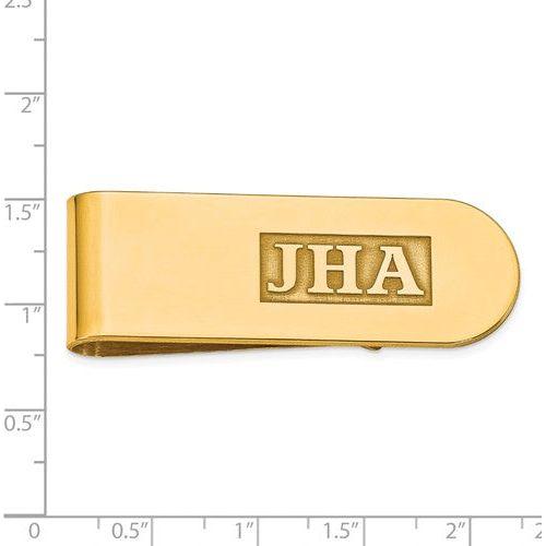 MCQGXNA608Y 14k Raised Letters Polished Monogram Money Clip