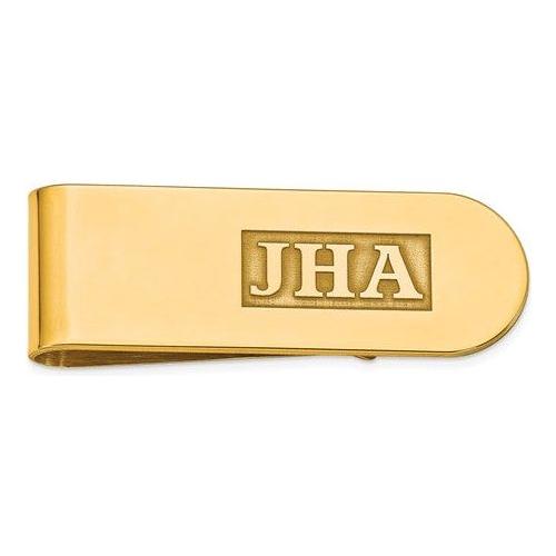 MCQGXNA608Y 14k Raised Letters Polished Monogram Money Clip