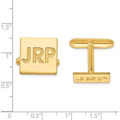CLQGXNA611Y 14k Recessed Letters Square Monogram Cuff Links