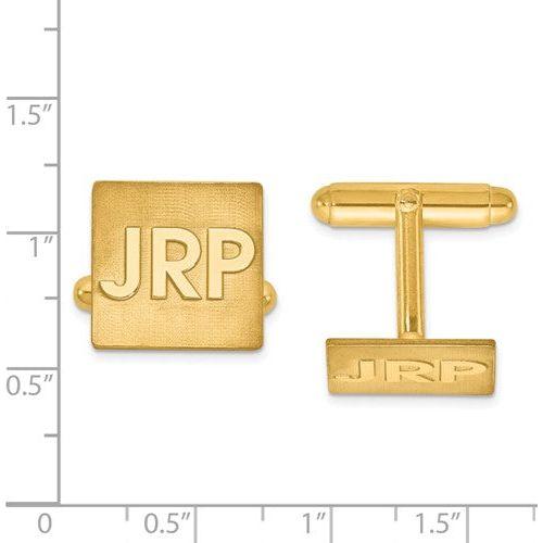 CLQGXNA612Y 14k Raised Letters Square Monogram Cuff Links