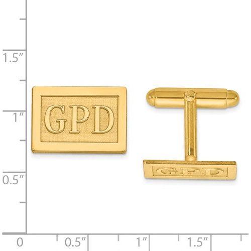CLQGXNA614Y 14k Raised Letters Rectangle Monogram Cuff Links