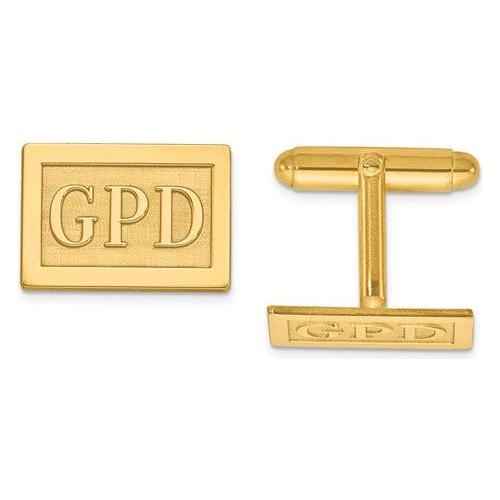 CLQGXNA614Y 14k Raised Letters Rectangle Monogram Cuff Links