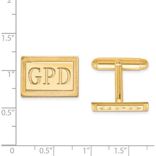 CLQGXNA615Y 14k Recessed Letters Rectangle Monogram Cuff Links