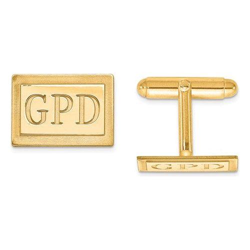 CLQGXNA615Y 14k Recessed Letters Rectangle Monogram Cuff Links