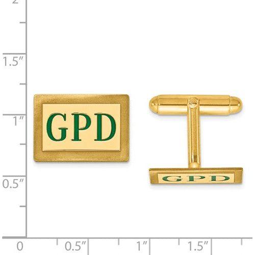 CLQGXNA616Y 14k Enameled Letters Rectangle Monogram Cuff Links