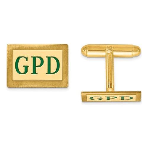 CLQGXNA616Y 14k Enameled Letters Rectangle Monogram Cuff Links
