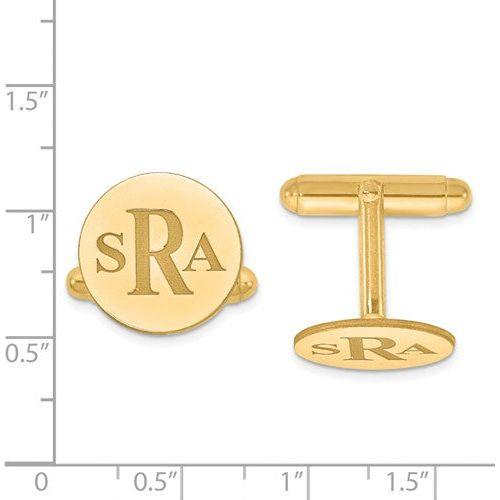 CLQGXNA617Y 14k Recessed Letters Circle Monogram Cuff Links