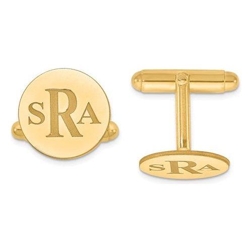 CLQGXNA617Y 14k Recessed Letters Circle Monogram Cuff Links