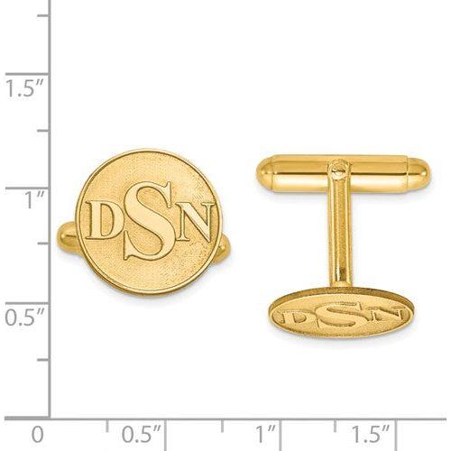 CLQGXNA618Y 14K Raised Letters Circle Monogram Cuff Links