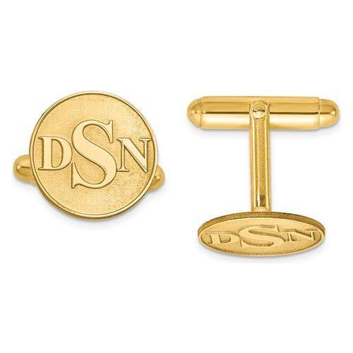 CLQGXNA618Y 14K Raised Letters Circle Monogram Cuff Links