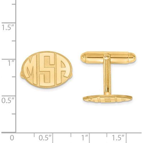 CLQGXNA620Y 14k Raised Letters Oval Monogram Cuff Links