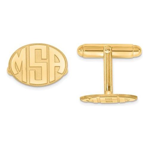CLQGXNA620Y 14k Raised Letters Oval Monogram Cuff Links