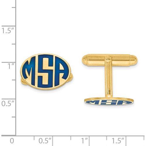 CLQGXNA622Y 14k Enameled Letters Oval Monogram Cuff Links