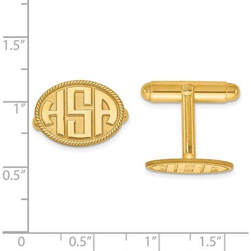 CLQGXNA623Y 14K Raised Letters Oval Border Monogram Cuff Links