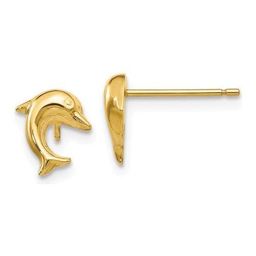 EARBBQGYE1668 14k Small Dolphin Post Earrings