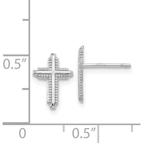 EARBBQGYE1676 14K White Gold Polished Cross Post Earrings