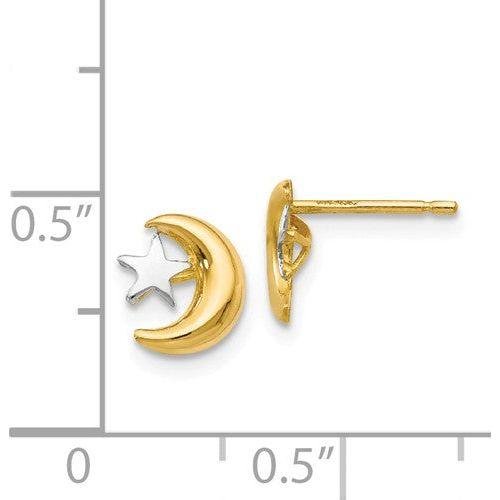 EARBBQGYE325 14k Polished And Rho Moon And Star Post Ear