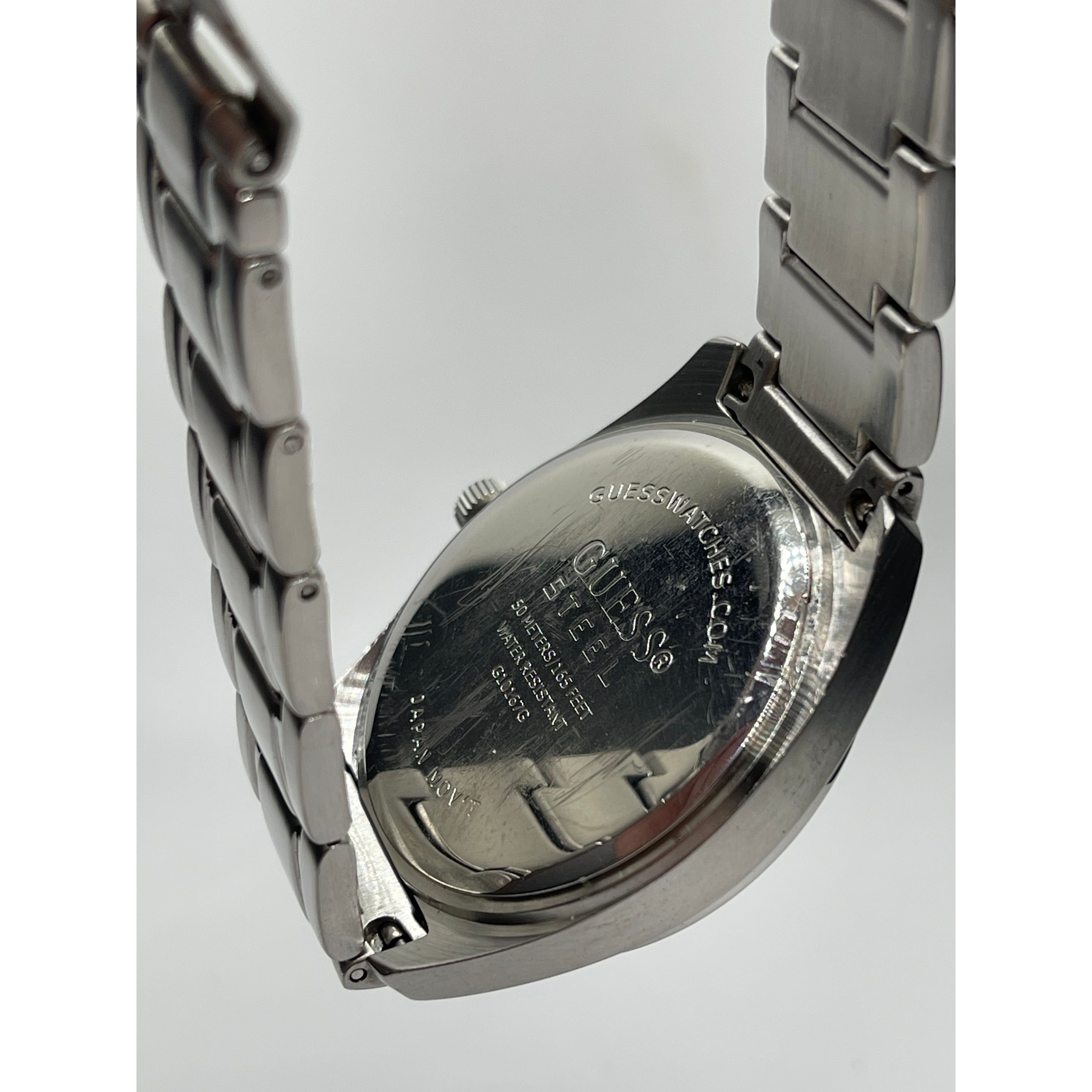 Guess Men's Steel Silver Tone Dial Silver Tone Bracelet Watch