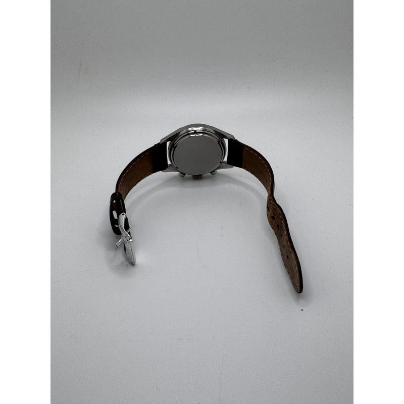 Heuer Men’s Carrera Silver Dial Brown Leather & Stainless Steel Strap Vintage Watch 2447T
