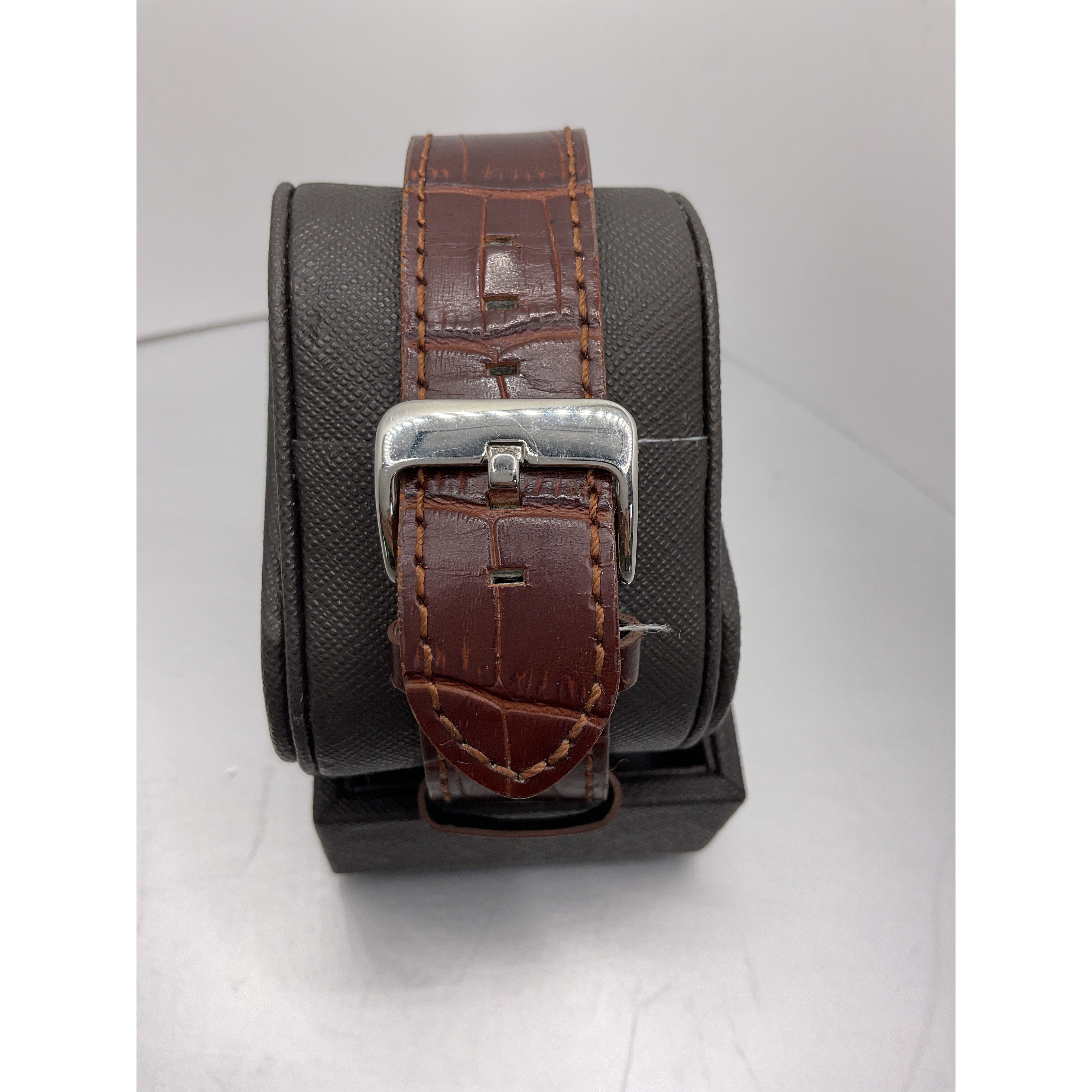 Diesel Men's Mini Daddy Black Dial Brown Leather Strap Watch