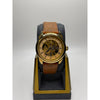 Invicta Specialty Yellow Gold Dial Brown Leather Strap Mechanical Men's Watch 17186