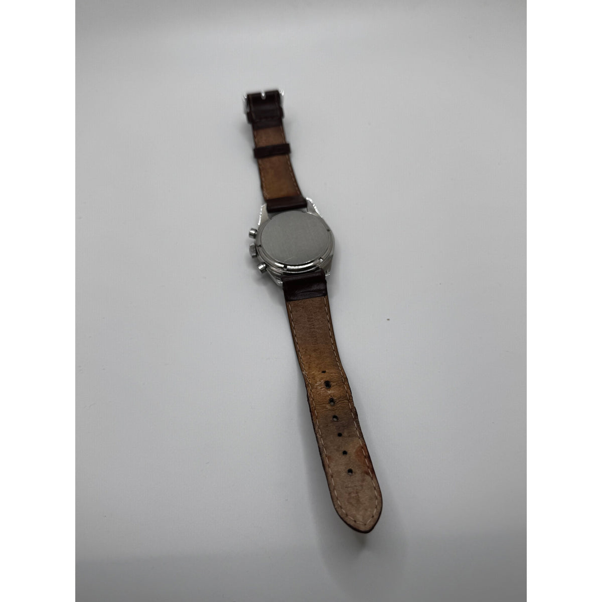 Heuer Men’s Carrera Silver Dial Brown Leather & Stainless Steel Strap Vintage Watch 2447T