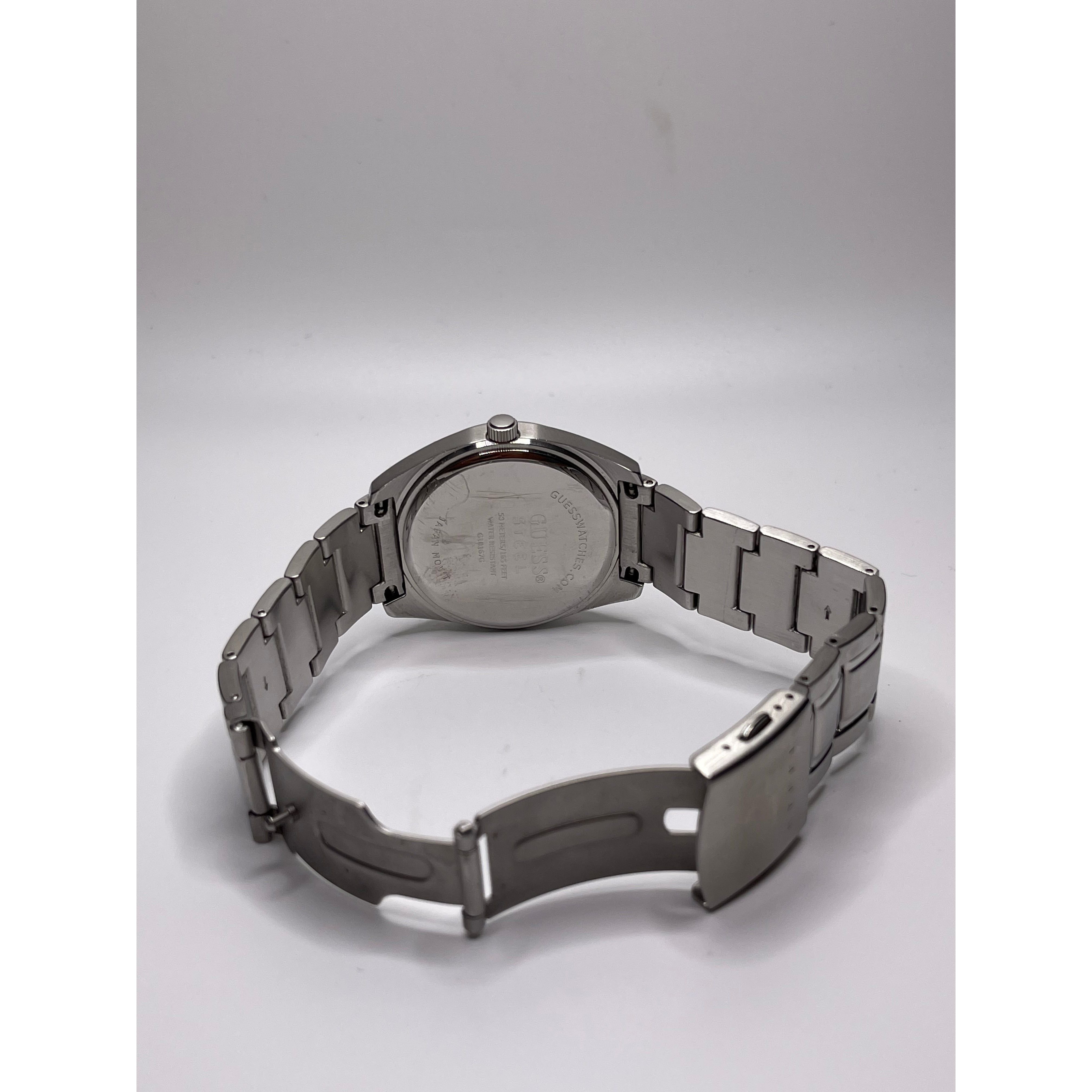 Guess Men's Steel Silver Tone Dial Silver Tone Bracelet Watch