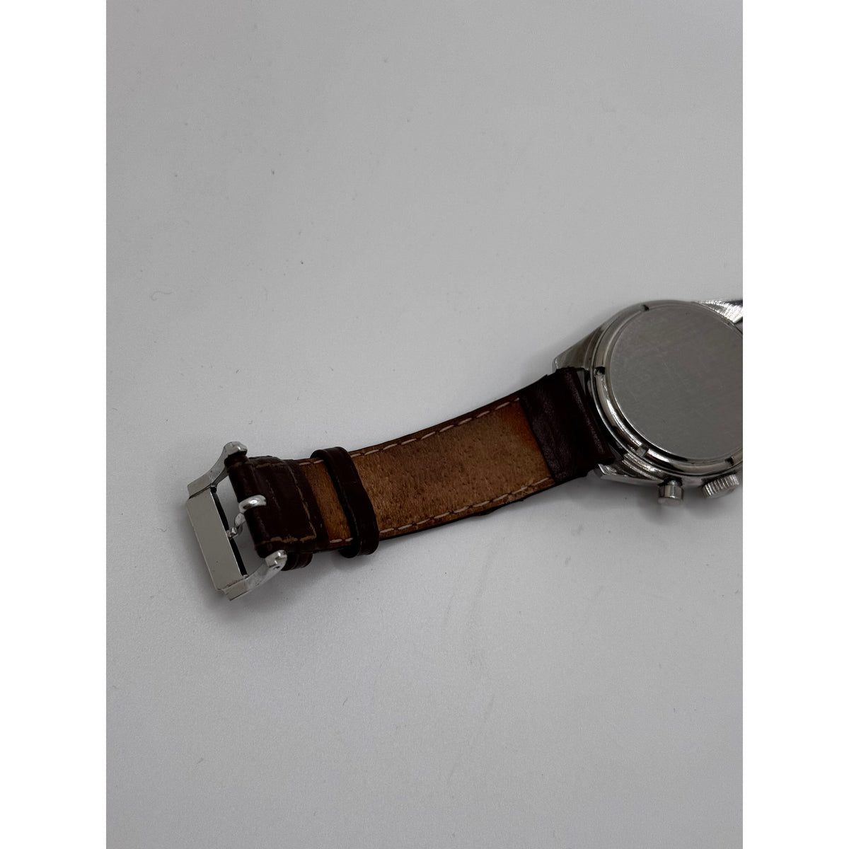 Heuer Men’s Carrera Silver Dial Brown Leather & Stainless Steel Strap Vintage Watch 2447T