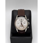 Heuer Men’s Carrera Silver Dial Brown Leather & Stainless Steel Strap Vintage Watch 2447T