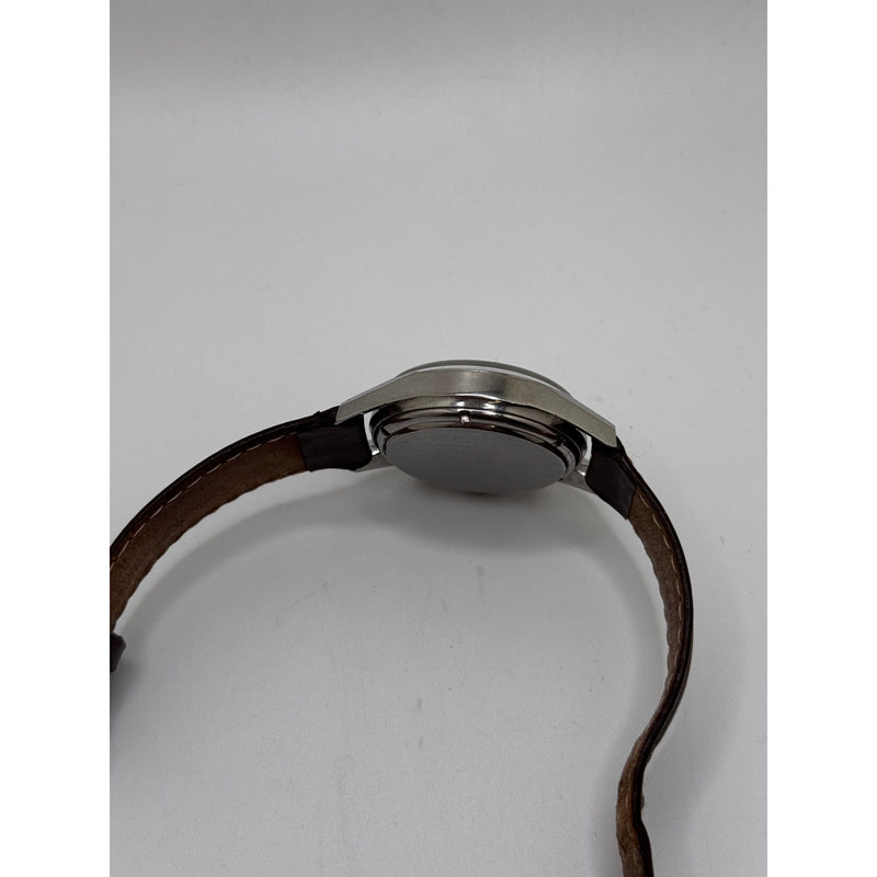 Heuer Men’s Carrera Silver Dial Brown Leather & Stainless Steel Strap Vintage Watch 2447T