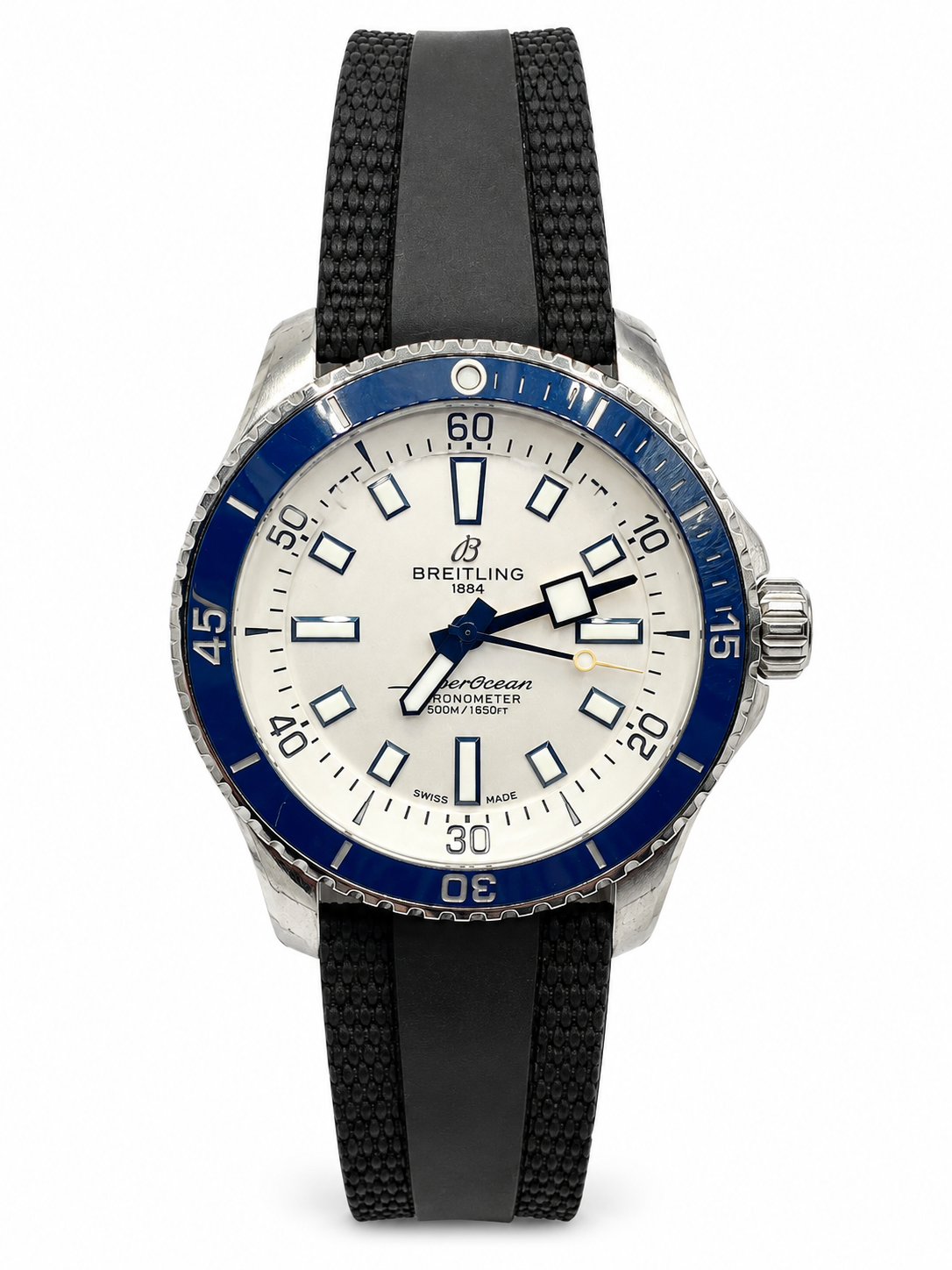 Breitling Superocean Automatic 42 Blue Rubber Strap Watch A17375E71G1S1 / A17375
