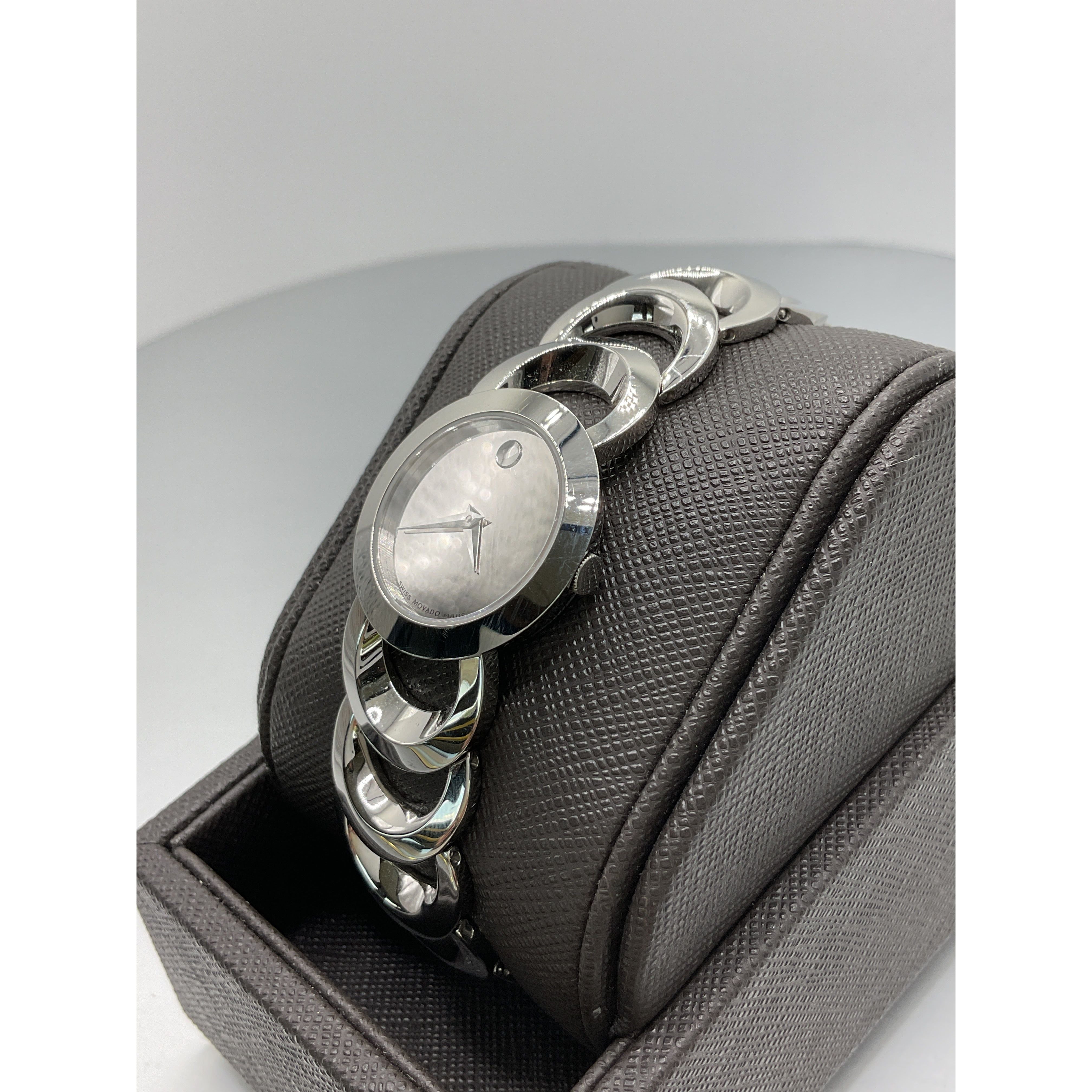 MOVADO シルバー 円形掛時計 Movado Ladies Moon Bear Rondiro Mirror Dial Stainless Steel