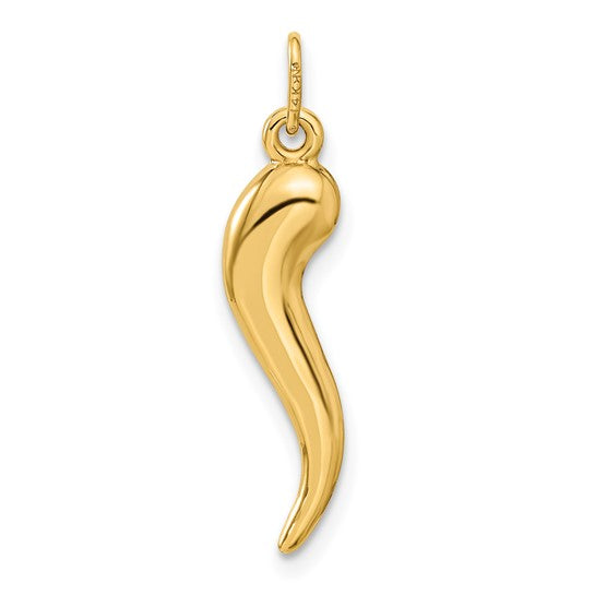 14k 3-D Italian Horn Pendant QGC3040