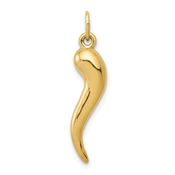 14k 3-D Italian Horn Pendant QGC3040