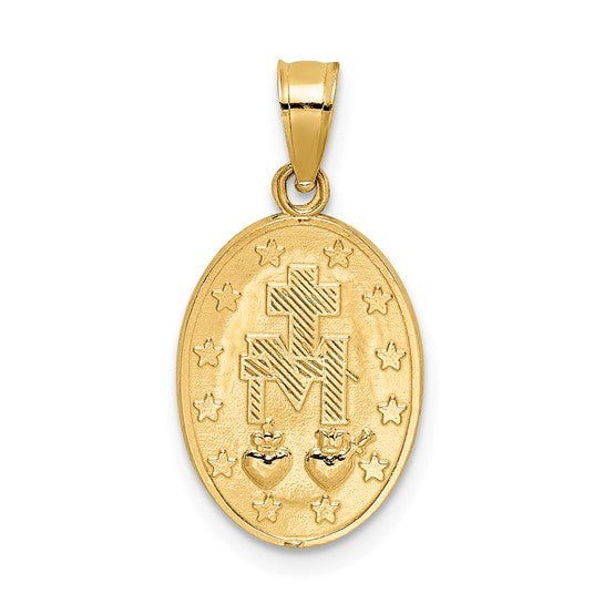 14k Polished Solid Miraculous Metal Oval Pendant QGD4674