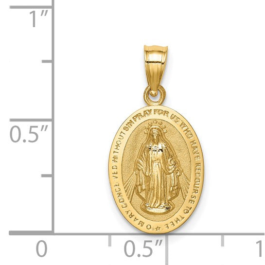 14k Polished Solid Miraculous Metal Oval Pendant QGD4674