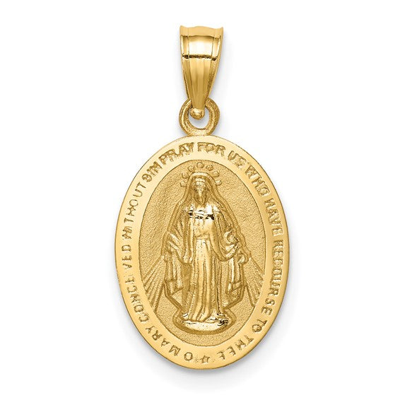 14k Polished Solid Miraculous Metal Oval Pendant QGD4674
